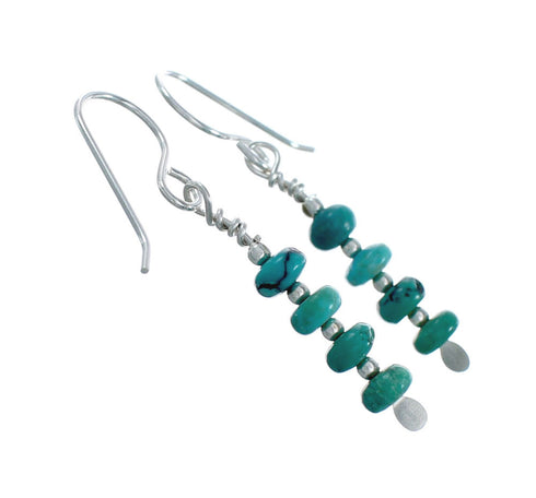 Authentic Southwest Turquoise Sterling Silver Bead Hook Earrings X10400
